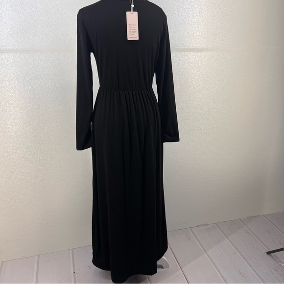 NWT Women's Long  Sleeve Loose Plain Long Casual Empire Waist Maxi Dress SIZE S - Picture 8 of 17